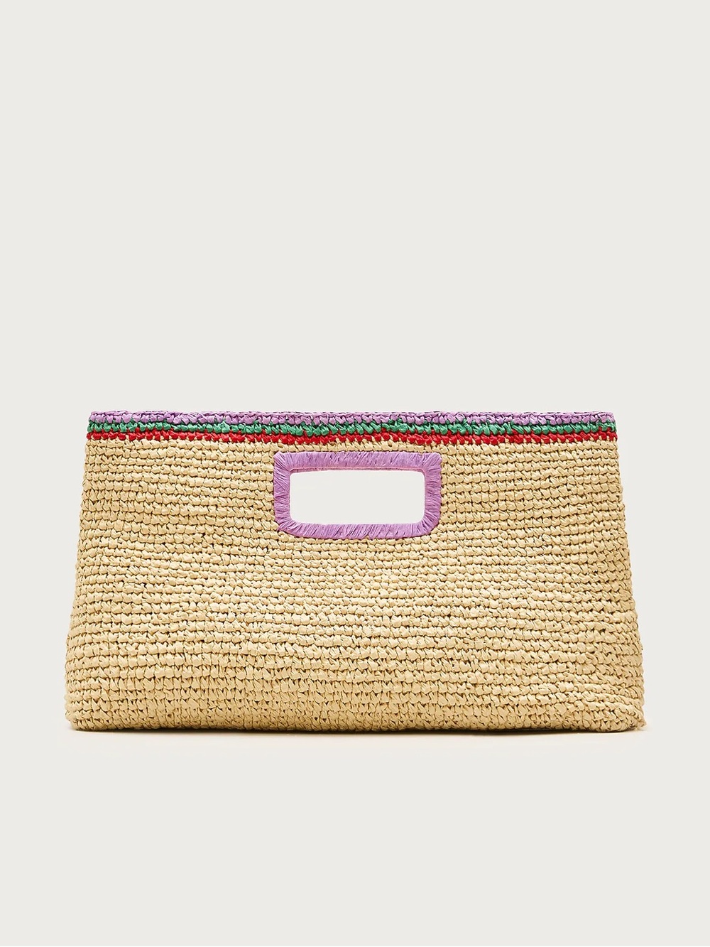 J. Crew Handwoven straw rectangular clutch with contrast trim NEW